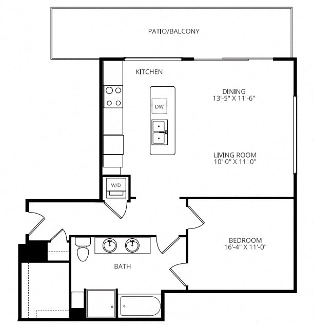 B28 1x1 floor plan